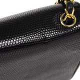CHANEL * Single Chain Shoulder Bag Black Lizard