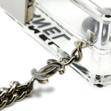CHANEL * Cassette Tape Chain Clutch Party Bag Clear Plastic