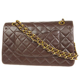 CHANEL * Classic Double Flap Medium Shoulder Bag Brown Lambskin