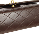 CHANEL * Classic Double Flap Medium Shoulder Bag Brown Lambskin