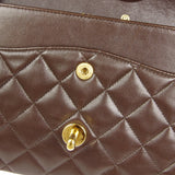 CHANEL * Classic Double Flap Medium Shoulder Bag Brown Lambskin