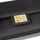 CHANEL * Double Chain Shoulder Bag Black Satin