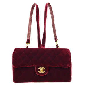 CHANEL Classic Flap Backpack Medium Velvet Bordeaux 88114