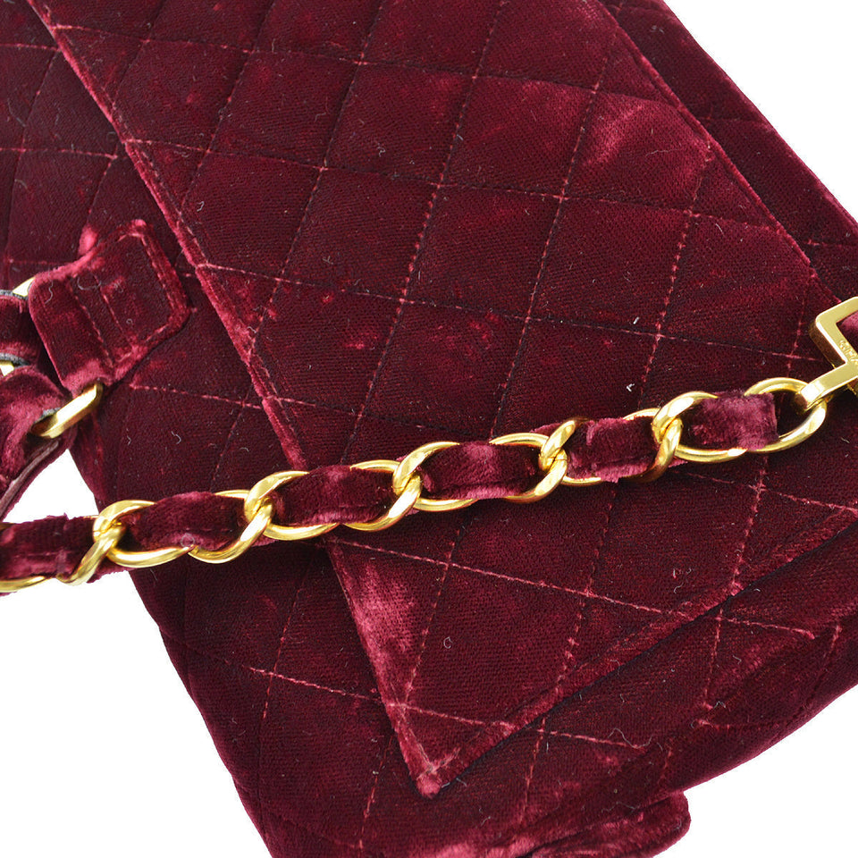 CHANEL Classic Flap Backpack Medium Velvet Bordeaux 88114