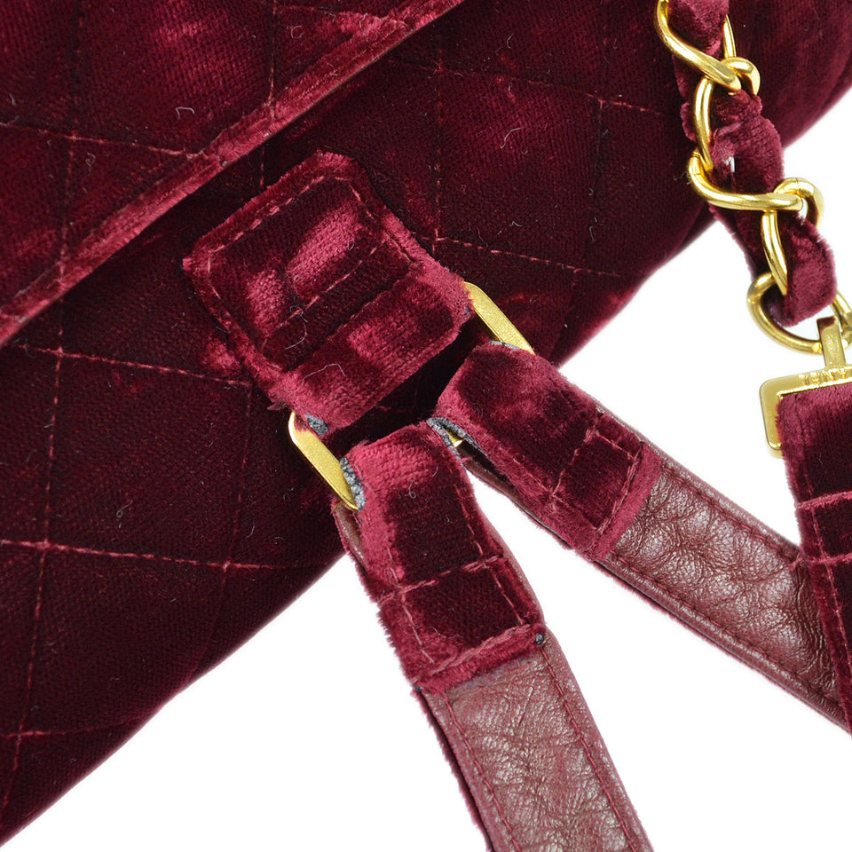CHANEL Classic Flap Backpack Medium Velvet Bordeaux 88114
