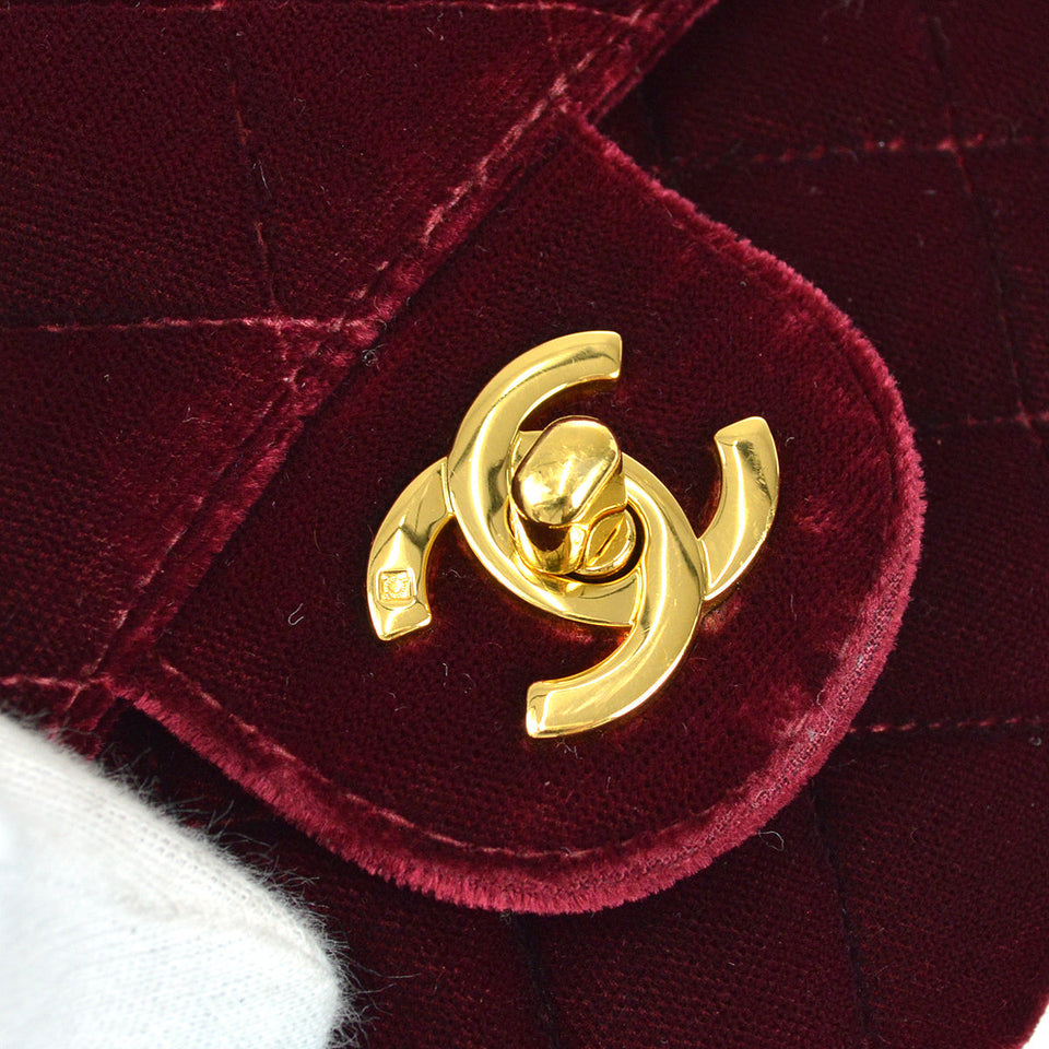 CHANEL Classic Flap Backpack Medium Velvet Bordeaux 88114