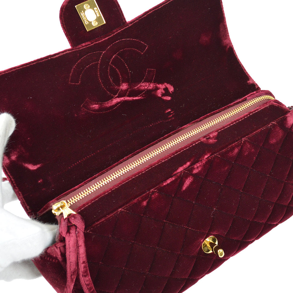 CHANEL Classic Flap Backpack Medium Velvet Bordeaux 88114