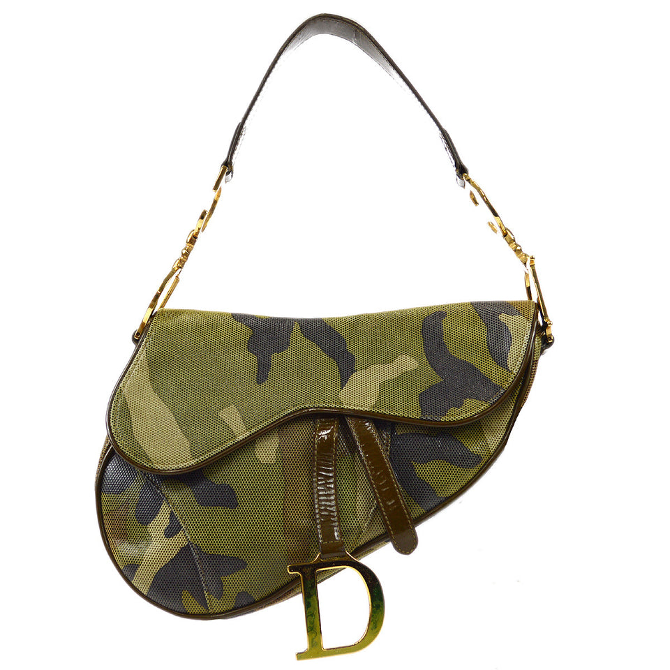 CHRISTIAN DIOR 2000 Saddle Bag Medium Camouflage 67188