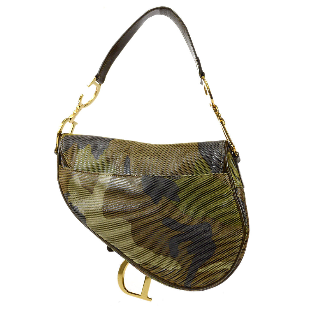 CHRISTIAN DIOR 2000 Saddle Bag Medium Camouflage 67188