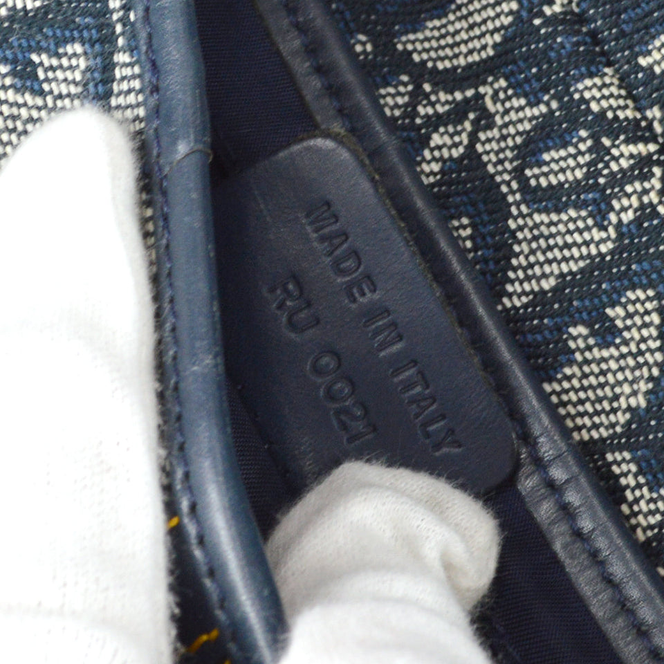 CHRISTIAN DIOR 2001 Trotter Saddle Bag Medium Navy 67967