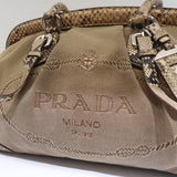 Prada Beige Jacquard Python Handbag
