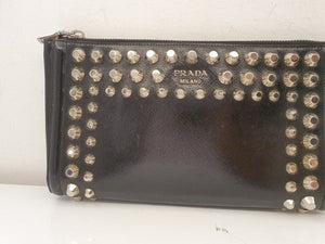 Prada Black Studded Clutch