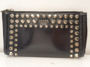 Prada Black Studded Clutch