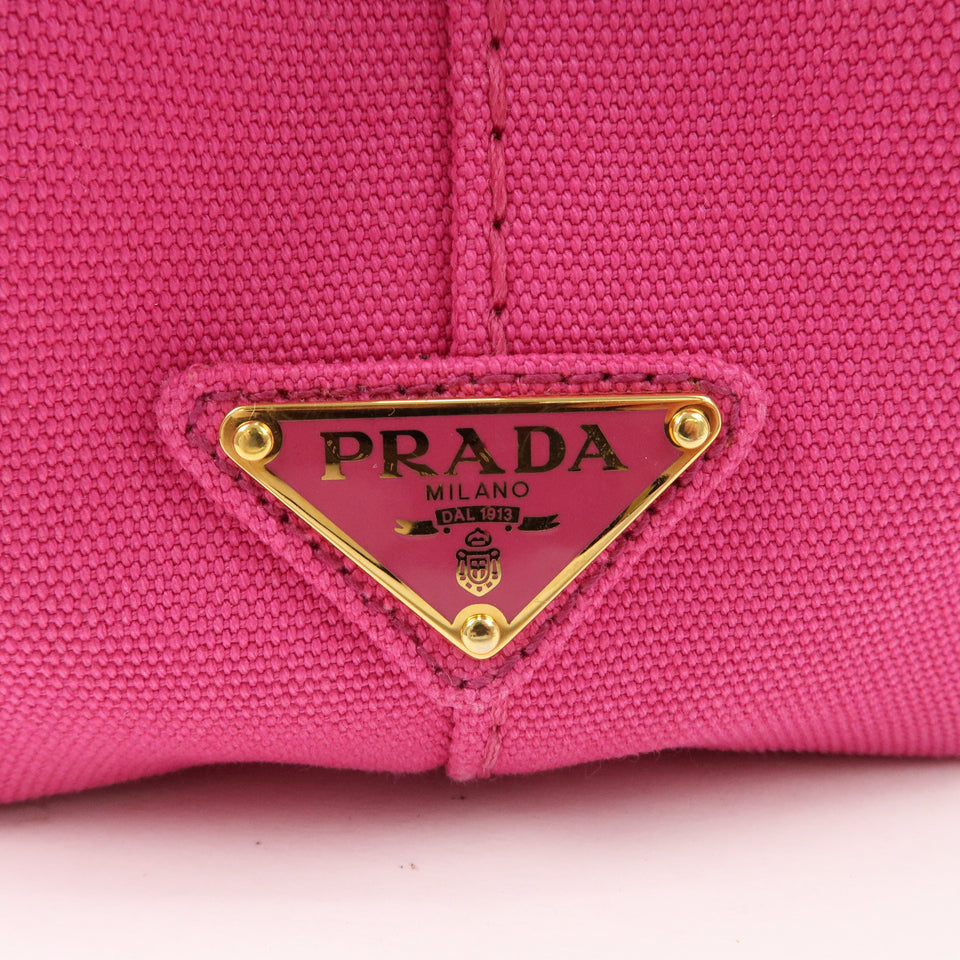 Prada Logo Canapa Mini Canvas 2Way Tote Bag Pink 1BG439