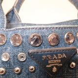 Prada Denim Bijou Canapa Mini Canvas 2Way Hand Bag Blue 1BG439