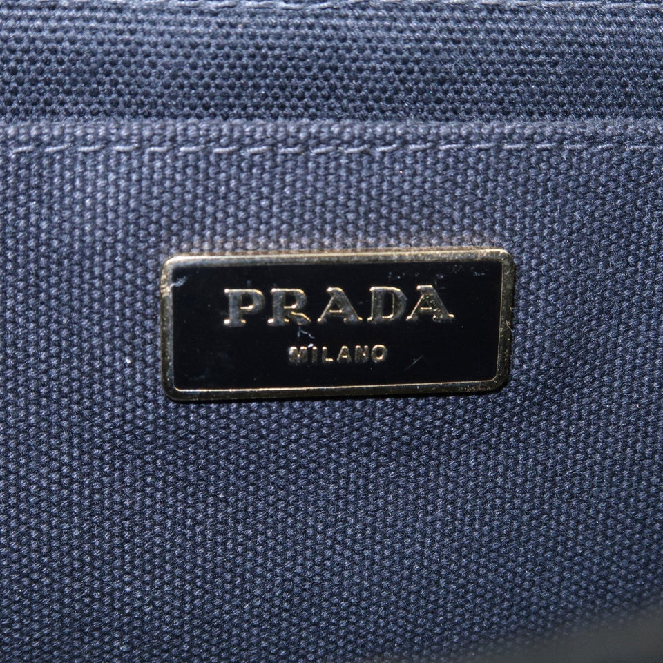 Prada Canapa Canvas Tote Bag Hand Bag Black B1877B