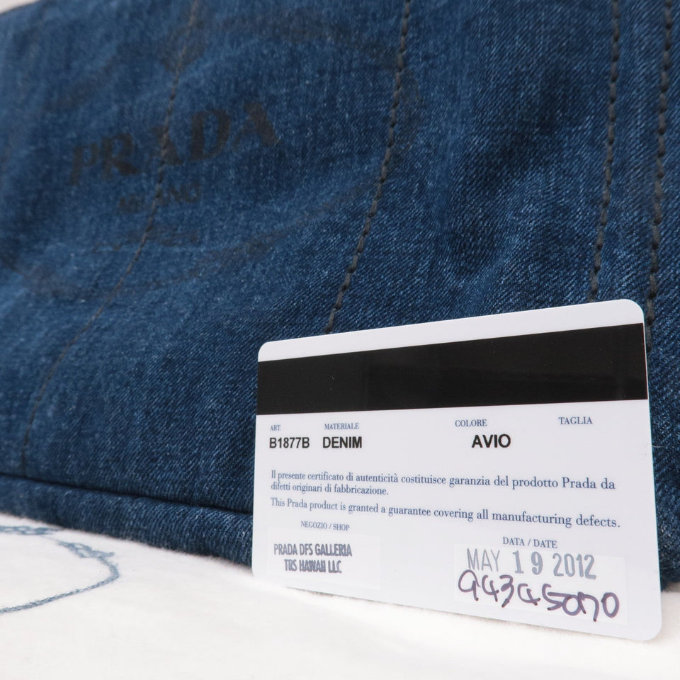 Prada Canapa Denim Tote Bag Hand Bag Denim Blue B1877B