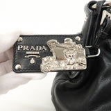 Prada Logo Leather Shoulder Bag Hand Bag Black BR3795