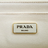 Prada Canapa Canvas Tote Bag Hand Bag Ivory BN1877