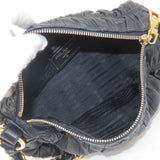 Prada Leather Chain Gather Shoulder Bag NERO Black