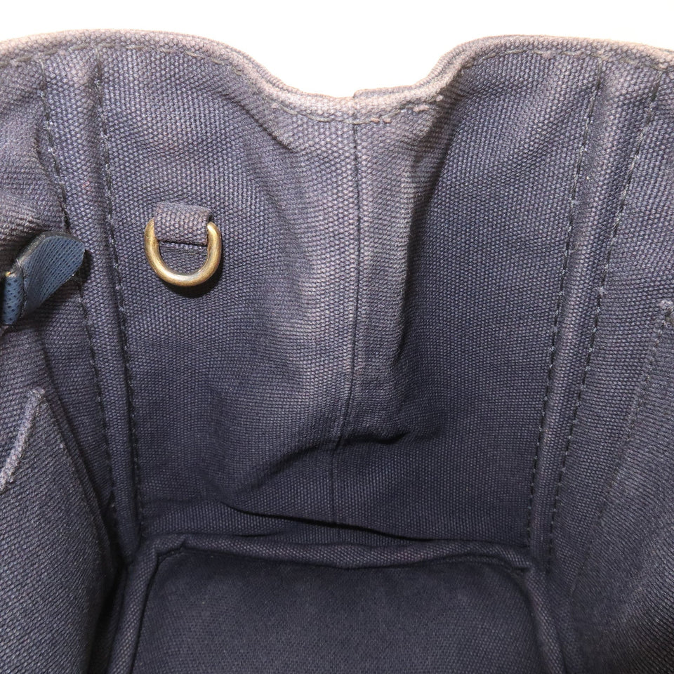 Prada Canapa Mini Canvas 2Way Tote Bag Hand Bag Navy 1BG439