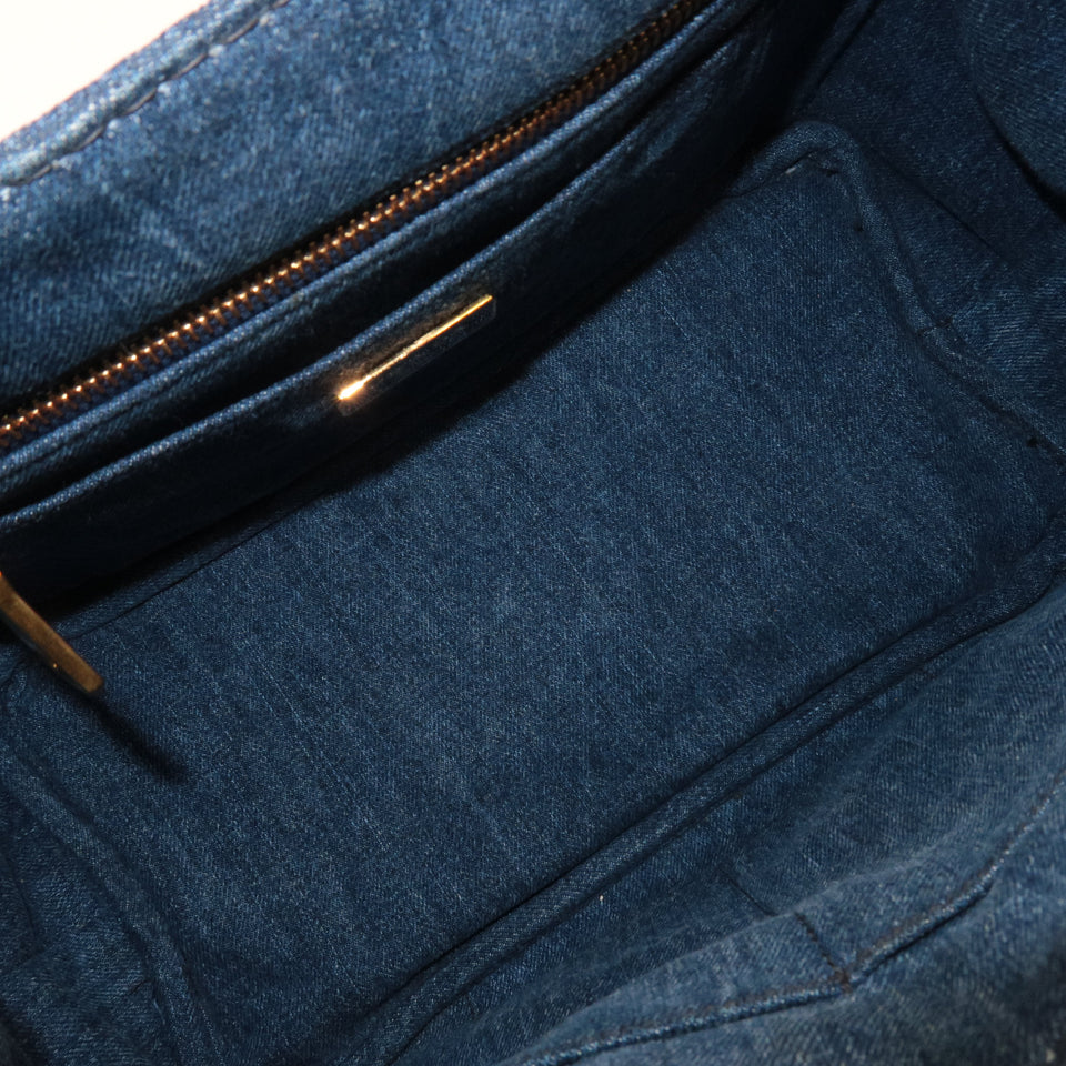 Prada Denim Canapa Mini Canvas 2Way Tote Bag Hand Bag Navy 1BG439