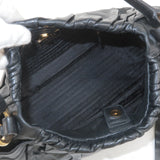 Prada Logo Leather Shoulder Bag With Tassel Black