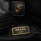 Prada Nylon Leather Ribbon Shoulder Bag Hand Bag Black BR4237