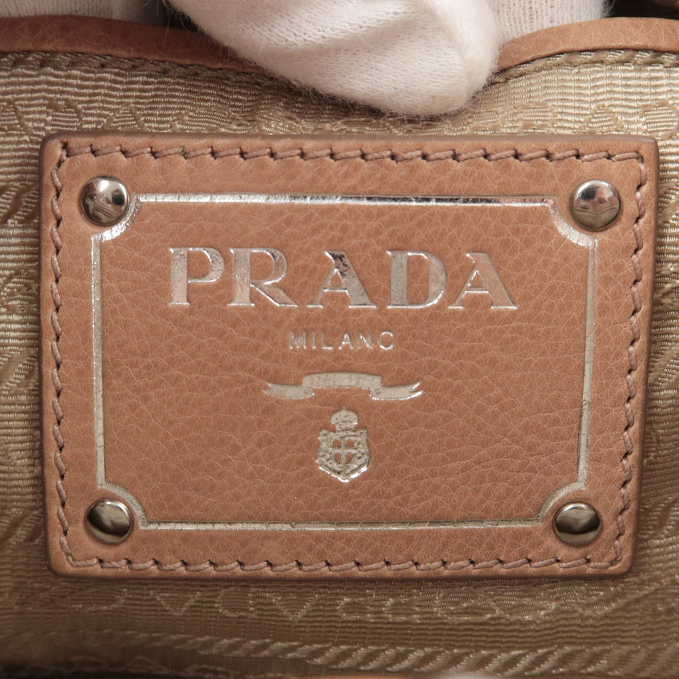 Prada Leather 2WAY bag Hand Bag Shoulder Bag Beige