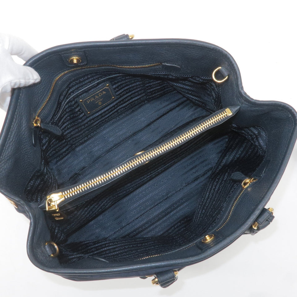 Prada Logo Nylon Leather 2Way Bag Hand Bag Navy BN2527