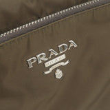 Prada Logo Nylon Leather Shoulder Bag Purse Khaki BT0693