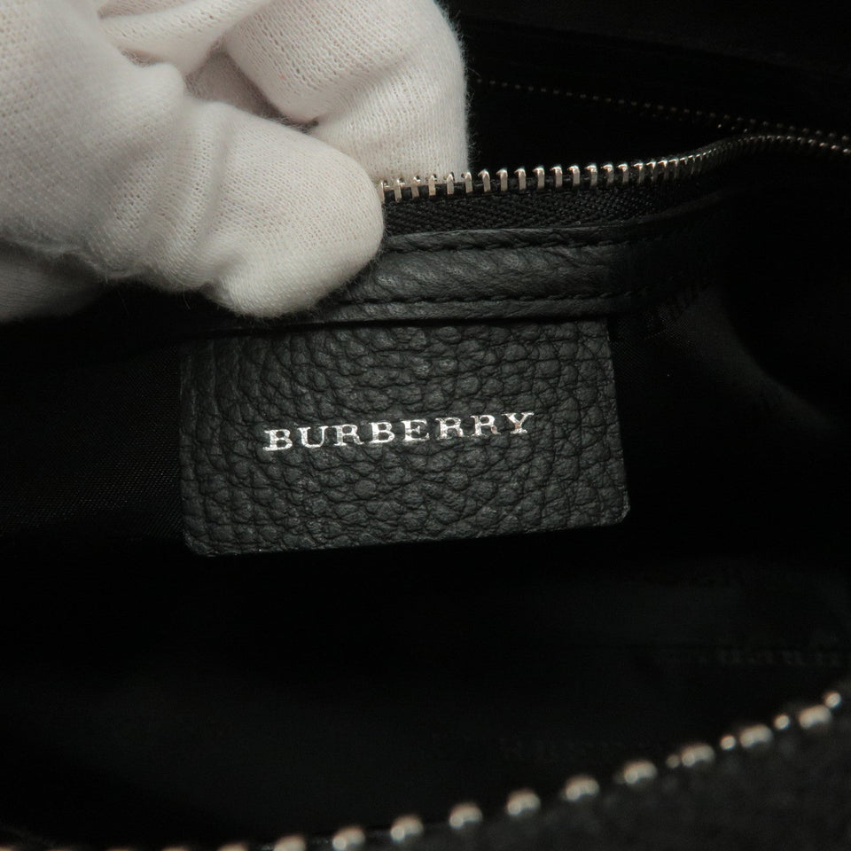 BURBERRY Nova Plaid Canvas Leather Shoulder Bag Beige Black