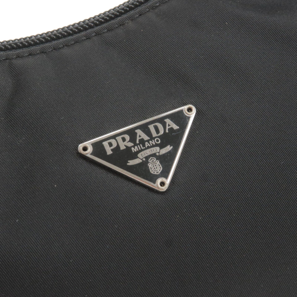 Prada Logo Nylon Hand Bag Pouch Purse NERO Black