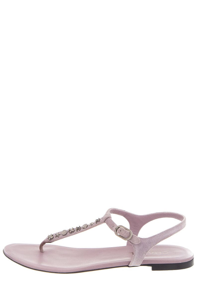 Chanel Purple Studded Suede Sandals SZ 42