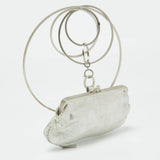 Fendi Silver Suede Rings Clutch
