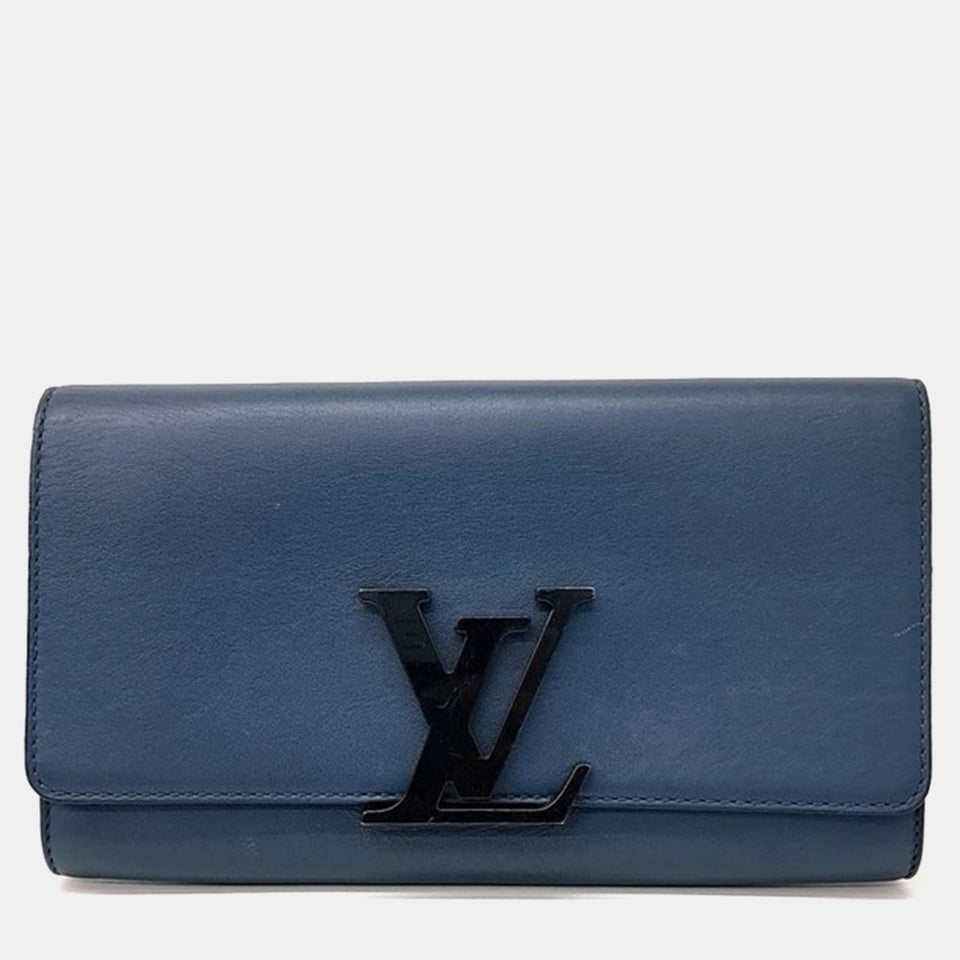 Blue Leather Capucines Clutch