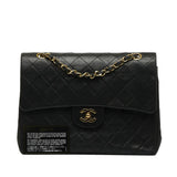 Chanel Classic Double Flap Medium Tall Black Lambskin Gold