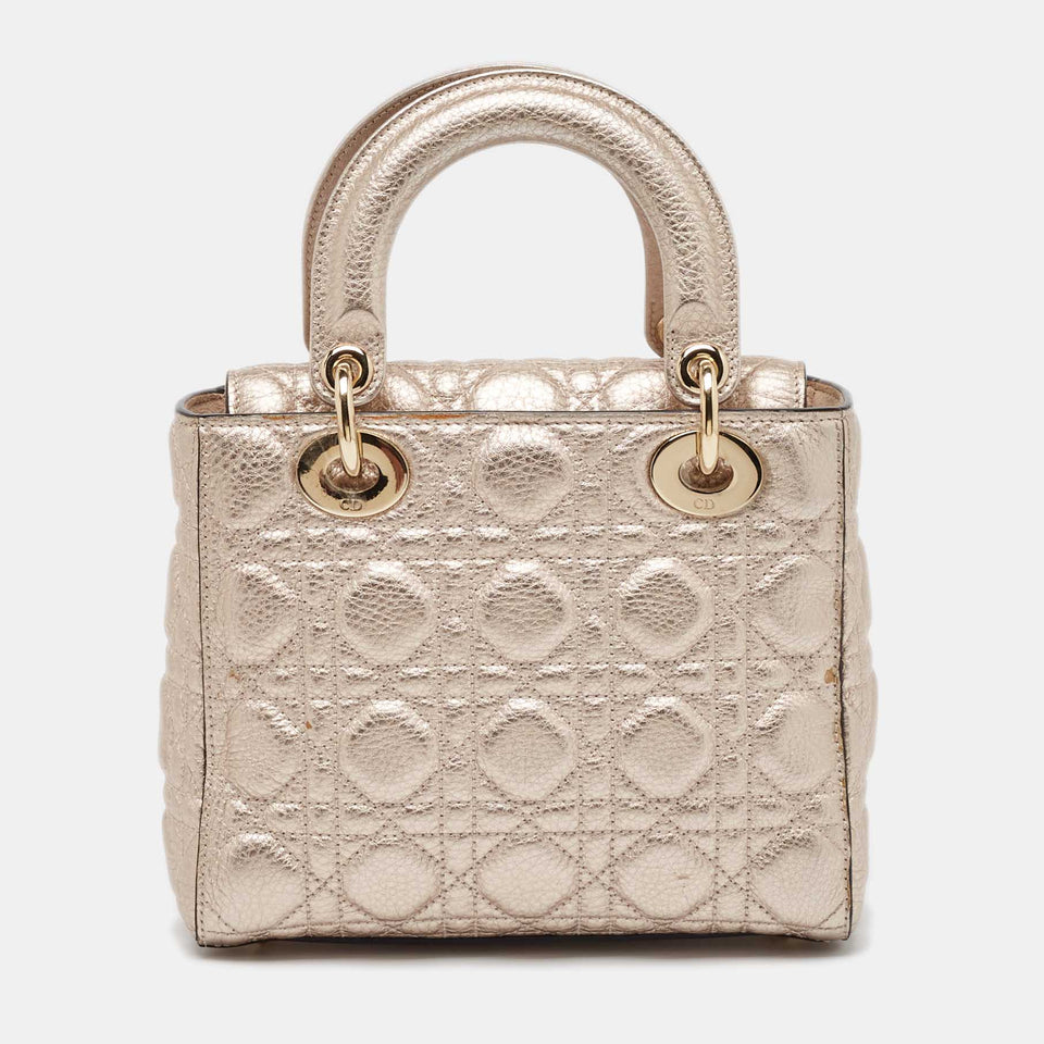 Dior Rose Gold Cannage Leather Small Soft Lady Dior Tote