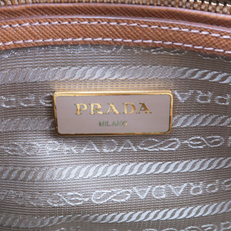 Prada Logo Leather 2Way Bag Hand Bag Shoulder Bag Brown