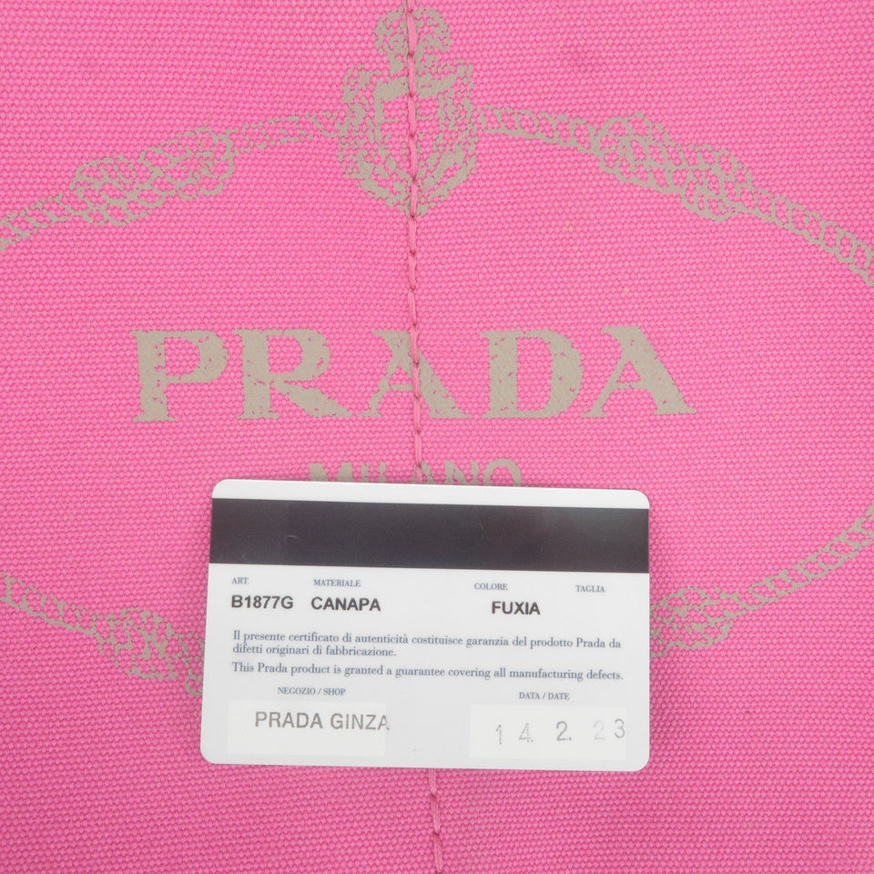 Prada Logo Canapa Canvas Tote Bag Hand Bag Pink B1877G