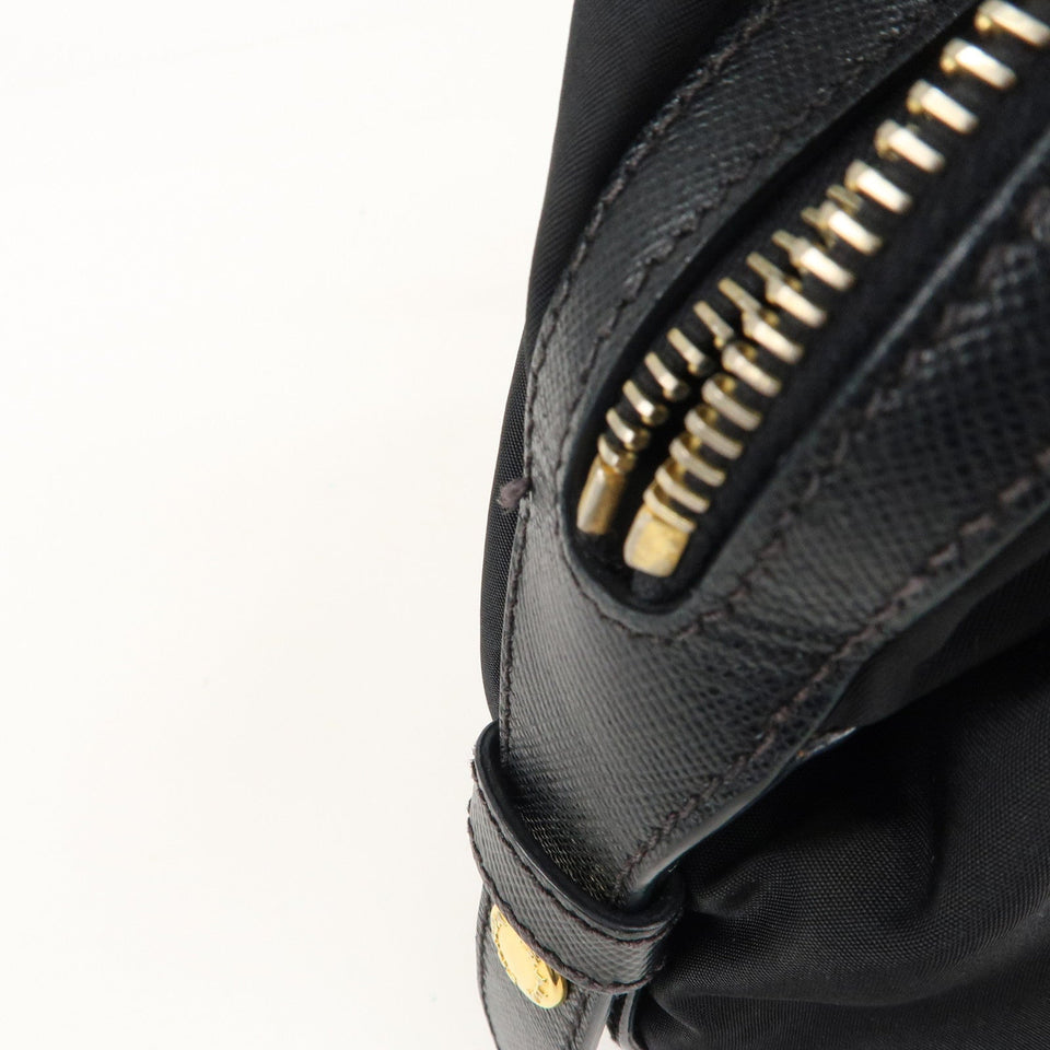 Prada Nylon Leather Shoulder Bag Black