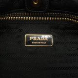 Prada Logo Leather Shoulder Bag With Tassel Black