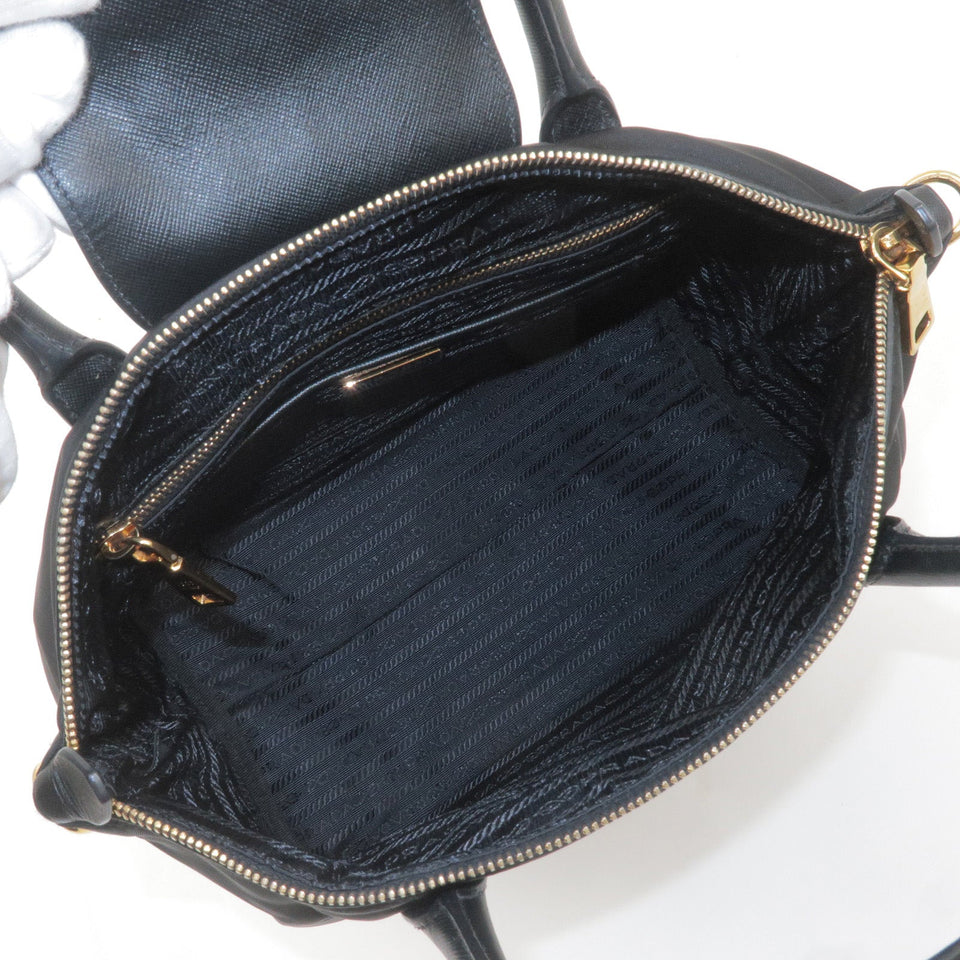 Prada Logo Nylon Leather 2Way Bag Hand Bag NERO Black BN2106
