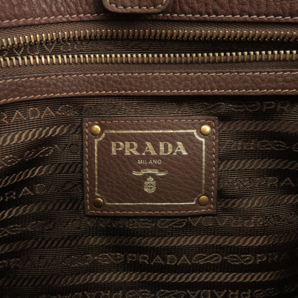 Prada Logo Nylon Leather 2Way Bag Hand Bag Brown BR4993