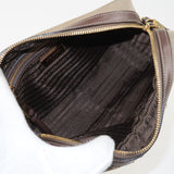 Prada Logo Jacquard Leather Shoulder Bag Beige Brown 1BH089