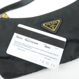 Prada Nylon Leather Hand Bag Pouch NERO Black 1N1413