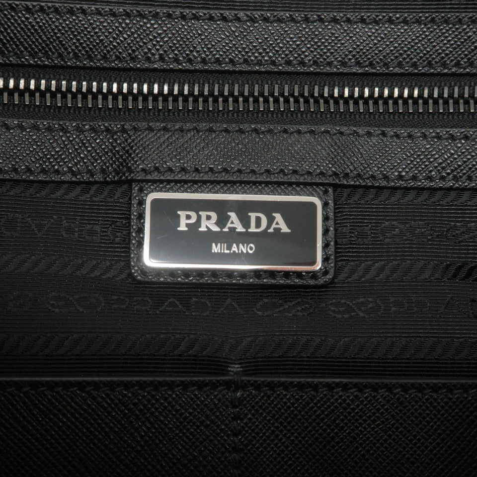 Prada Logo Nylon Leather Tote Bag NERO Black 2VG034