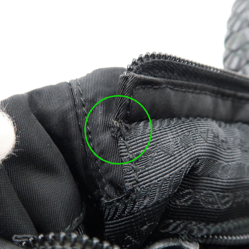 Prada Logo Nylon Leather 2Way Bag Tote Bag Hand Bag Black