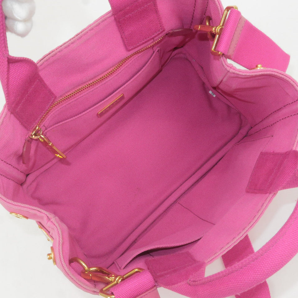 Prada Canapa Mini Canvas 2Way Bag Shoulder Bag Pink B2439G