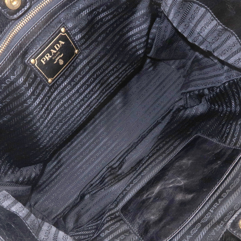 Prada Leather 2WAY Bag Shoulder Bag Hand Bag Black BN2151